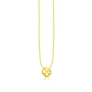 Unbranded 20386-18 14k Yellow Gold Polished Four Leaf Clover Necklace 