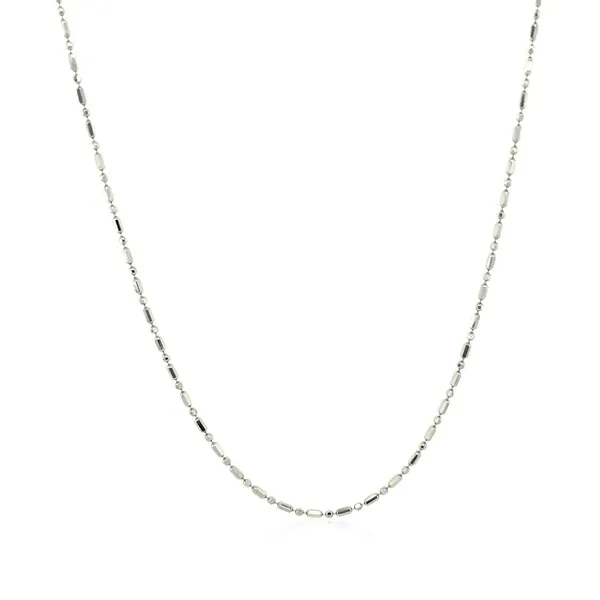 Unbranded 75965-18 14k White Gold Diamond-cut Bead Chain 1.0mm Size: 1