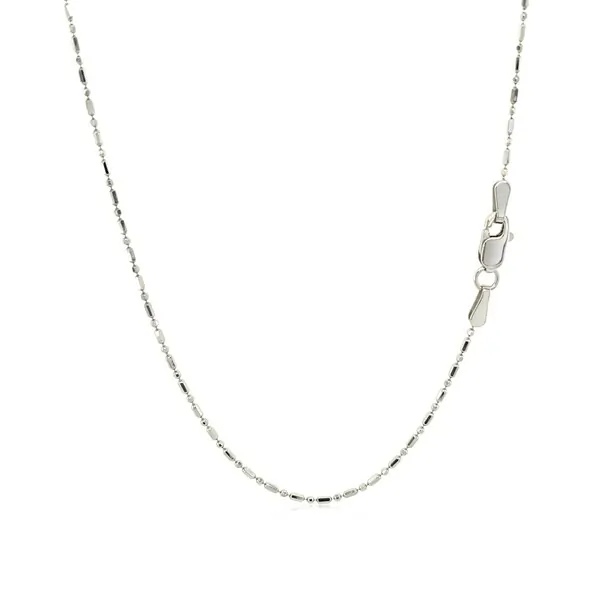 Unbranded 75965-18 14k White Gold Diamond-cut Bead Chain 1.0mm Size: 1