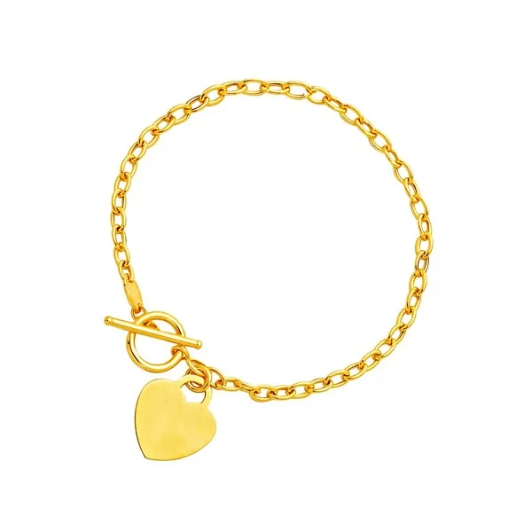 Unbranded 66910-7.5 Toggle Bracelet With Heart Charm In 14k Yellow Gol