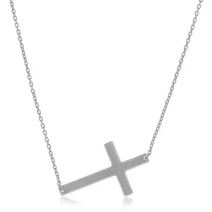 Unbranded 66938-18 14k White Gold Plain Cross Motif Necklace Size: 18'