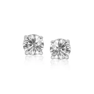 Unbranded 53852 14k White Gold Stud Earrings With White Hue Faceted Cu