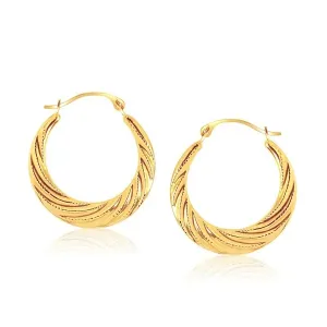 Unbranded 27046 10k Yellow Gold Textured Graduated Twist Hoop Earrings