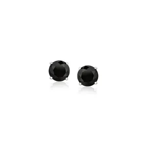 Unbranded 76941 14k White Gold Stud Earrings With Black 5mm Faceted Cu