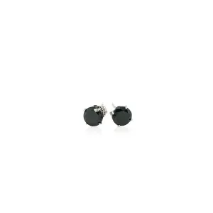 Unbranded 76941 14k White Gold Stud Earrings With Black 5mm Faceted Cu