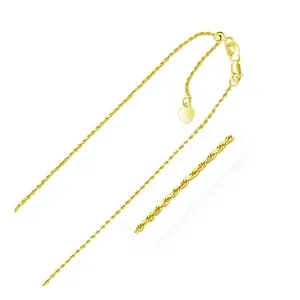 Unbranded 48649-22 10k Yellow Gold Adjustable Rope Chain 1.0mm Size: 2