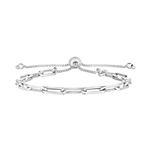 Unbranded 77556-9.25 Sterling Silver Paperclip Chain Adjustable Bracel