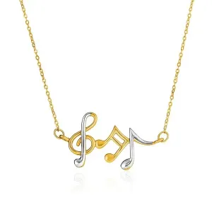 Unbranded 79748-17 14k Two-toned Yellow And White Gold Musical Notes N