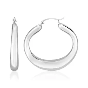 Unbranded 90327 Sterling Silver Large Polished Puffed Oval Hoop Earrin