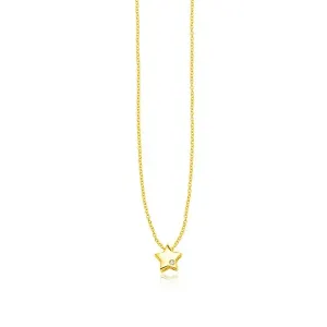 Unbranded 63067-18 14k Yellow Gold Polished Star Necklace With Diamond