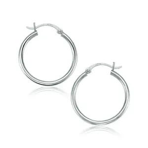 Unbranded 77268 14k White Gold Polished Hoop Earrings (25 Mm)