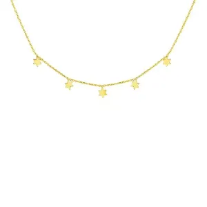 Unbranded 74876-17 14k Yellow Gold Necklace With Six Pointed Stars Siz