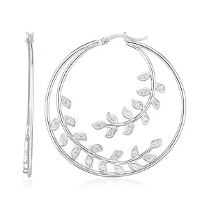 Unbranded 93968 Sterling Silver Hoop Earrings With Multiple Textured V