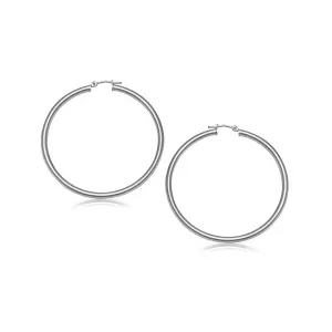 Unbranded 51167 10k White Gold Polished Hoop Earrings (25 Mm)