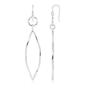 Unbranded 56066 Sterling Silver Polished Marquise Motif Dangle Earring