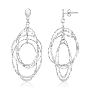 Unbranded 24770 Sterling Silver Textured Oval Dangle Earrings