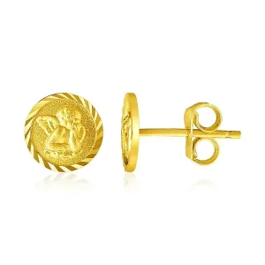 Unbranded 47854 14k Yellow Gold Round Angel Post Earrings