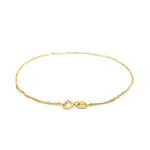 Unbranded 79122-7 14k Yellow Gold Singapore Bracelet 1.0mm Size: 7''