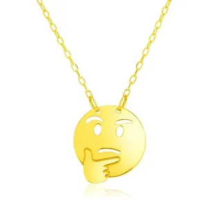 Unbranded 35233-16 14k Yellow Gold Necklace With Thinking Emoji Symbol