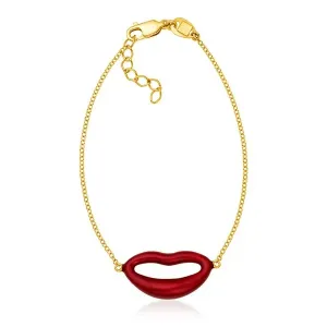 Unbranded 69841-7 14k Yellow Gold Bracelet With Enameled Lips Size: 7'