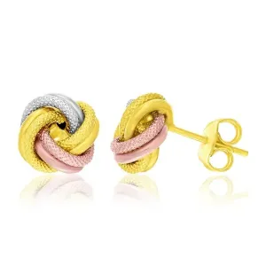 Unbranded 76646 14k Tri-color Gold Textured Love Knot Style Earrings