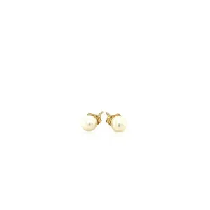 Unbranded 66453 14k Yellow Gold Freshwater Cultured White Pearl Stud E