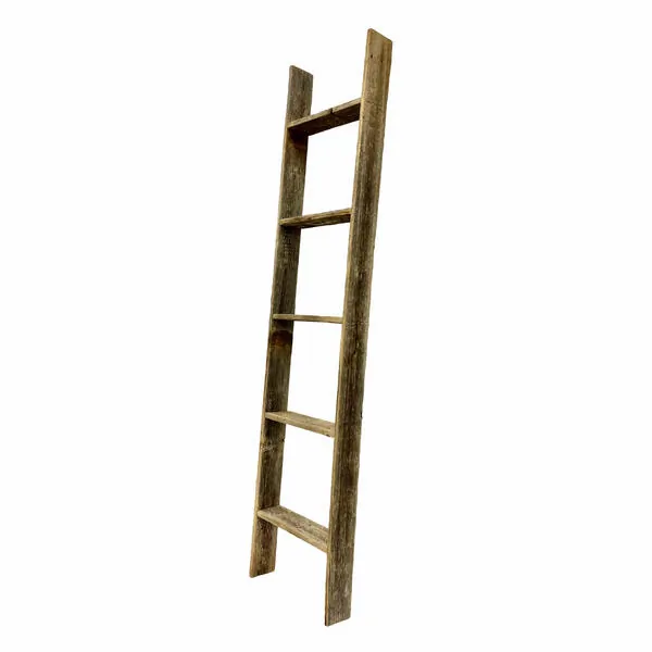 Homeroots.co 380335 Rustic Weathered Grey 4-step Ladder Shelf For Home