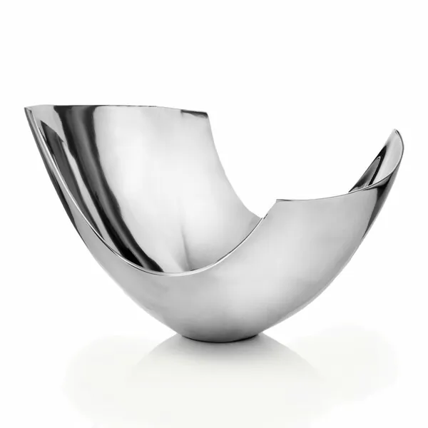 Homeroots.co 383745 Silver Aluminum Abstract   Tray Dish Centerpiece B