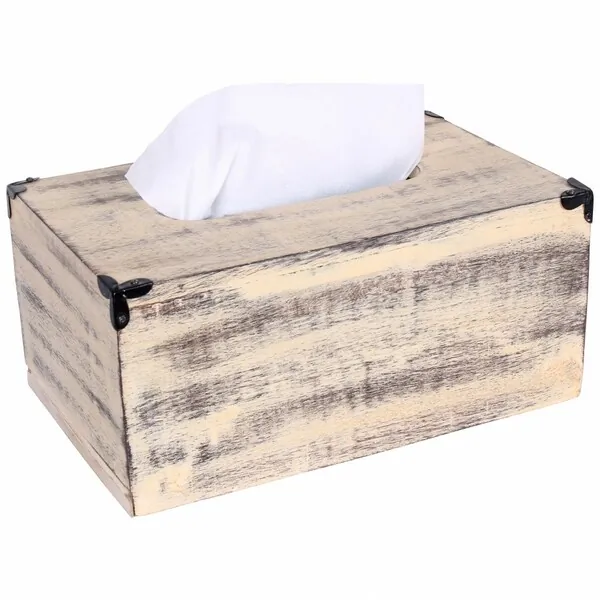 Homeroots.co 384078 Handcrafted Mango Wood Tissue Box Cover - Light Br