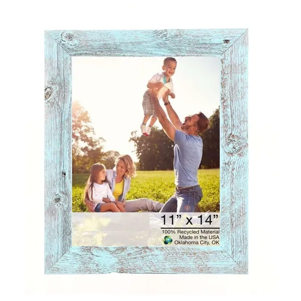 Homeroots.co 380298 Handmade Rustic Blue 14x17 Picture Frame - Robins 