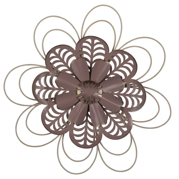 Homeroots.co 380804 Deep Mauve Finish Metal Flower Wall Decor