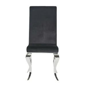 Homeroots.co 383959 Set Of 2 Black Dining Chairs With Silver Tone Legs