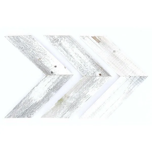 Homeroots.co 380347 Set Of 3 White Wash Reclaimed Wood Chevron Arrow