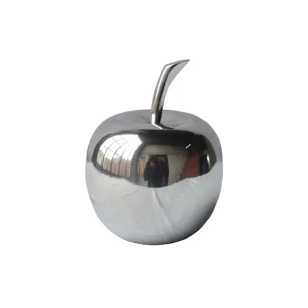 Homeroots.co 383763 Silver Polished  Mini  Apple Shaped Aluminum Accen