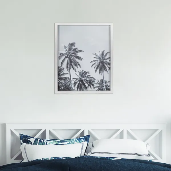 Homeroots.co 380857 Multie Palm Trees White Wood Framed Wall Art