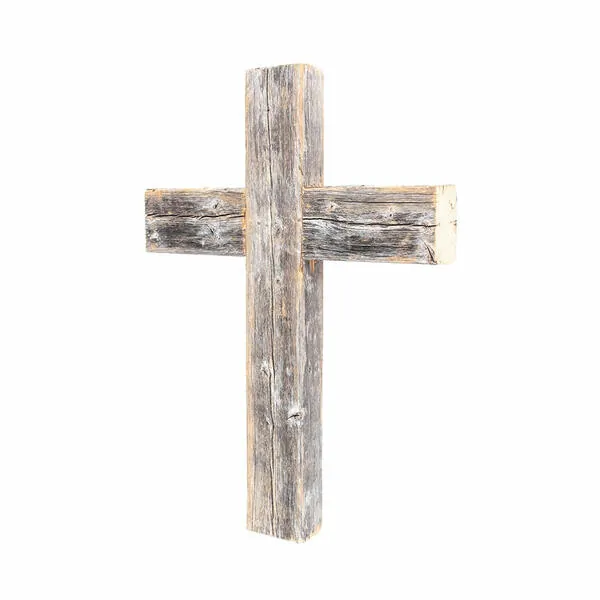 Homeroots.co 380343 Rustic Weathered Grey Reclaimed Wood Cross Decorat