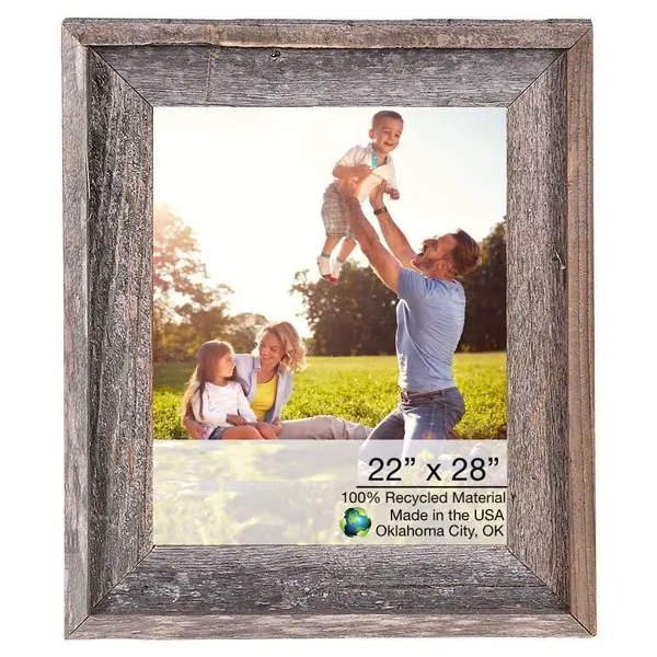 Homeroots.co 380263 27x34 Natural Weathered Grey Picture Frame With Pl