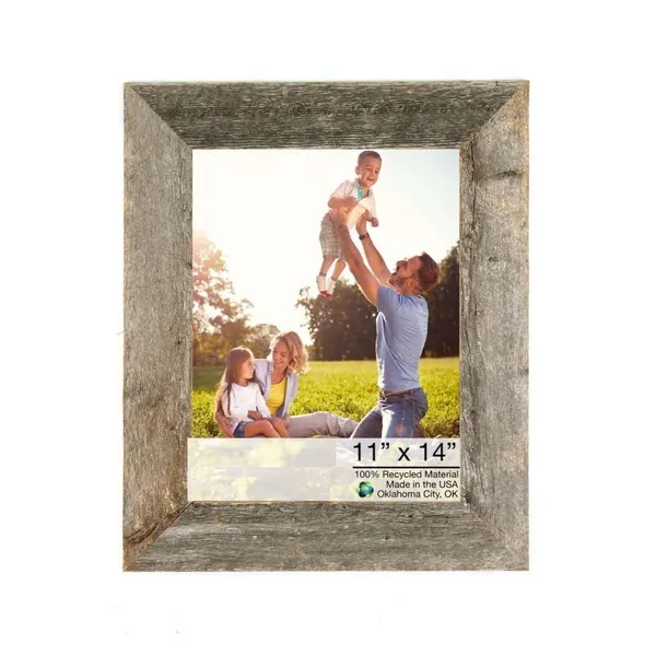 Homeroots.co 380315 11x14 Rustic Weathered Grey Picture Frame With Ple