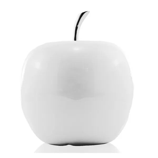 Homeroots.co 383753 White Jumbo Apple Shaped Aluminum Accent Home Deco