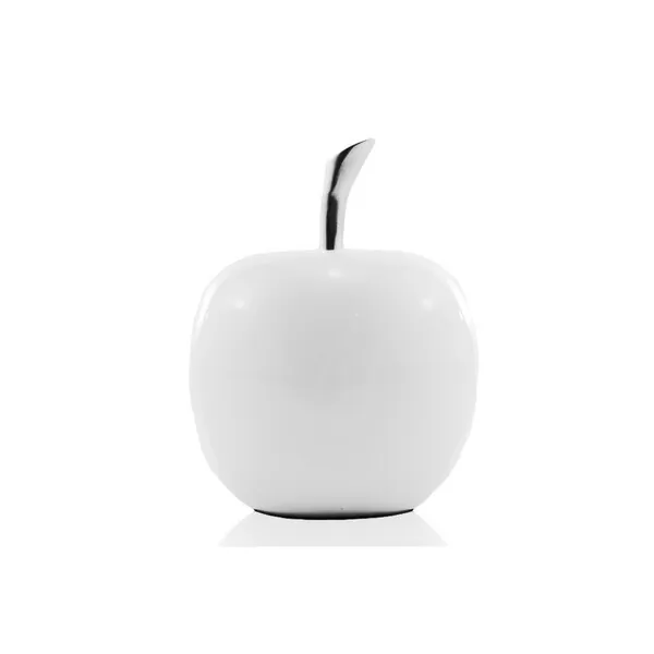 Homeroots.co 383764 White Coated Mini Apple Shaped Aluminum Accent Hom