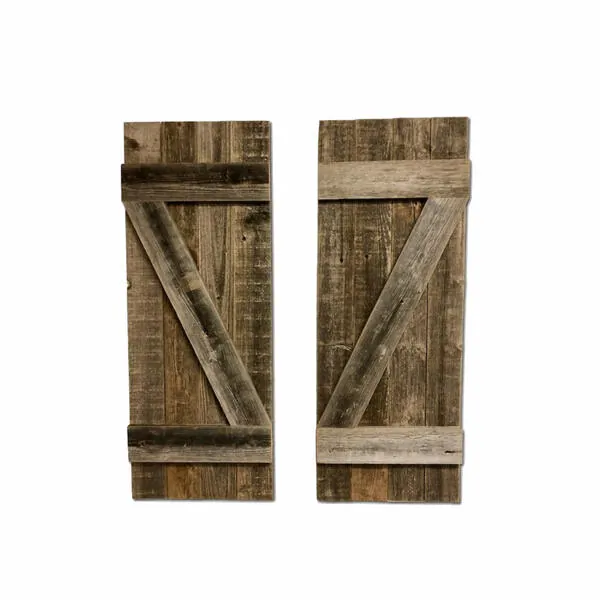 Homeroots.co 380348 Set Of 2 Rustic Natural Weathered Grey Wood Window