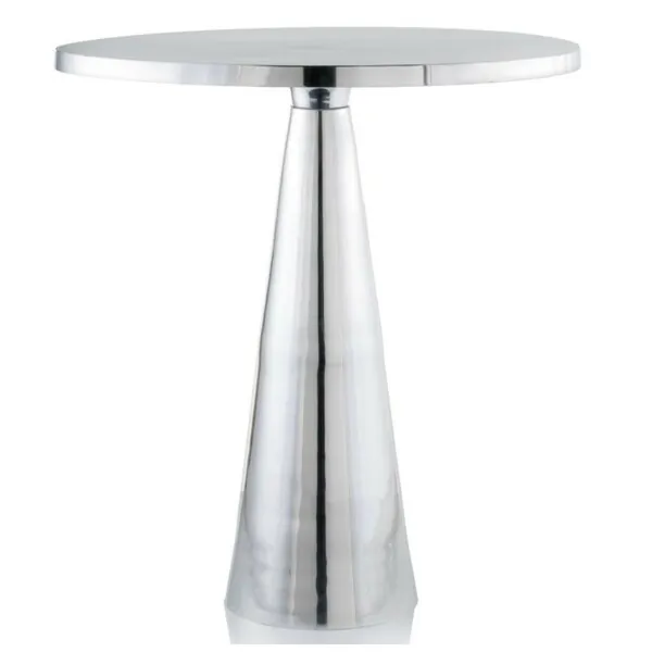 Homeroots.co 383760 Round Metal Frame Silver Finshed And Cone Pedestal