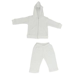 Bambini 419L Kids' White Cotton Interlock Sweat Pants And Hoodie Set