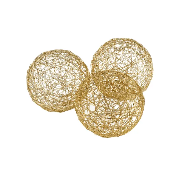 Homeroots.co 373742 Elegant Gold Iron Wire Spheres - Set Of 3