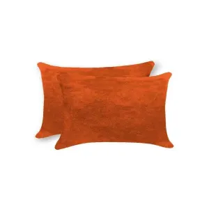 Homeroots.co 317112 Luxury Orange Cowhide Decorative Pillow Set - 2 Pi