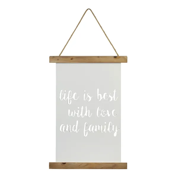 Homeroots.co 376597 Love And Family Wall Art In Natural White And Rope