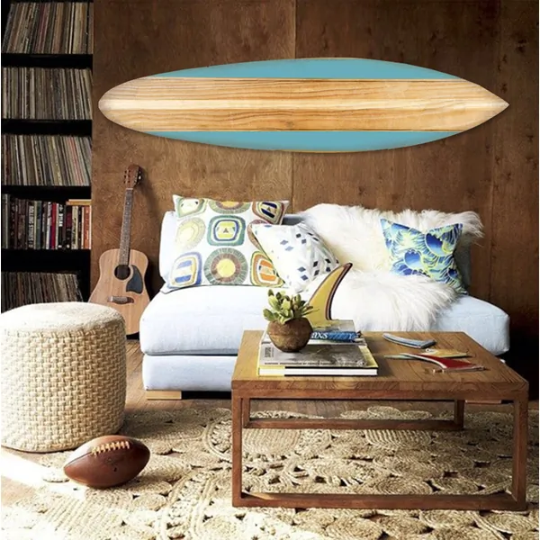 Homeroots.co 370398 Vintage Blue Beach Break Surfboard Wall Art - 18x1