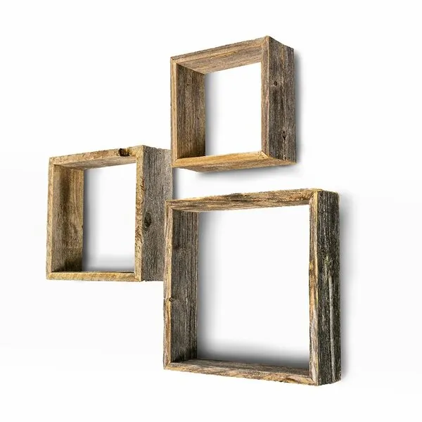 Homeroots.co 380357 Rustic Farmhouse Shadow Box Shelf Set - 3 Pieces