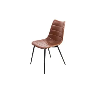 Homeroots.co 283469 Two 32 Brown Leatherette And Iron Dining Chairs