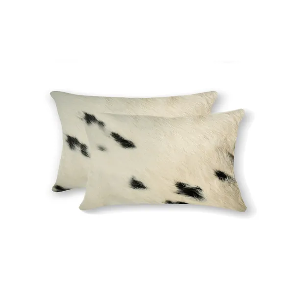 Homeroots.co 317130 12 X 20 X 5 White And Black, Cowhide - Pillow 2-pa